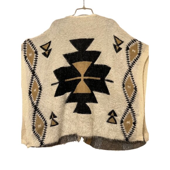 Wishlist S/M Sweater Smock Aztec Soft Buttons Hook & Eye Oversized Outdoors - Picture 2 of 14